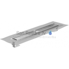 ACO ShowerDrain M+ 1000x187mm dušas kanāls ar sekundārām drenāžas atverēm horizontāls flancis bez trapa un bez režģa