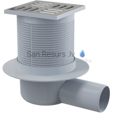 Alcaplast PP Traps horizontalais 105x105/50 APV1 nerūsējošā tērauda reste, slapjš ar flanci d160mm