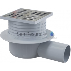 Alcaplast PP Traps horizontalais 105x105/50 APV26 nerūsējošā tērauda reste, slapjš ar flanci d150mm, kompakts