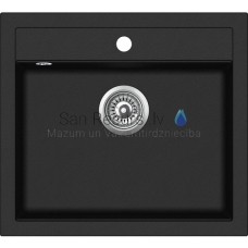 Akmens masės virtuvės kriauklė TORINO 51x56.5 cm, juoda (black granit)