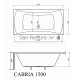 BLU acrylic rectangular bathtub CABRIA 1500x750