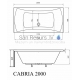 BLU acrylic rectangular bathtub CABRIA 2000x900