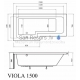 BLU akrila vanna VIOLA 1500x850 L/R