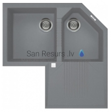 ELLECI akmens masės virtuvės kriauklė TEKNO CORNER Titanium 83x83 cm