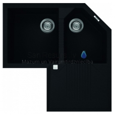 ELLECI akmens masės virtuvės kriauklė TEKNO CORNER Nero 83x83 cm