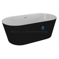 POLIMAT brīvi stāvoša akrila vanna UZO 160x80 (melna matēta) + sifons