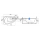 POLIMAT acrylic asymmetric bathtub NOEL 140x80 (right/left)