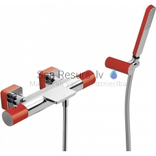 TRES LOFT Thermostatic bath and shower faucet, Red Chromium