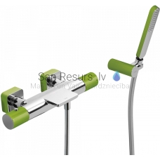 TRES LOFT Thermostatic bath and shower faucet, Green Chromium