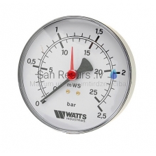 WATTS horizontalus radialinis manometras Dn100 0-25 bar 1/2'