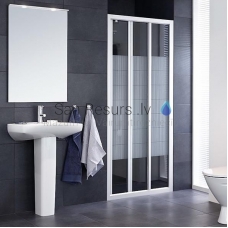 IFO dušo durys SOLID SVS stiklas su baltu raštu + aliuminio spalvos profilis 100x195
