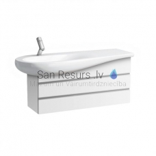 Praustuvo spintelė „Alessi One“, 995x320 mm, h = 485 mm, 2A, blizgi balta, dubuo kairėje