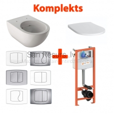 Keramag Acanto Rimfree pakabinamas tualetas + KK-POL AQUAFIORI Standart WC potinkinis instaliacinis modulis+ dangtis Soft Close